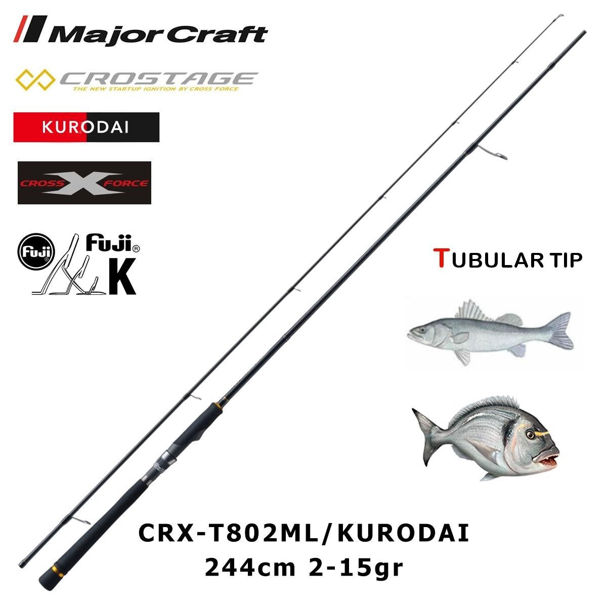 Major Craft Crostage New CRX-T802ML/ Kurodai Light Rock Spin Kamışı 244cm 2-15g