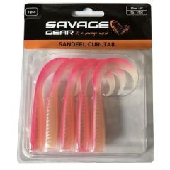 Savage Gear LB Sandeel Curltail 10cm Pink Glow Back 5 Adet